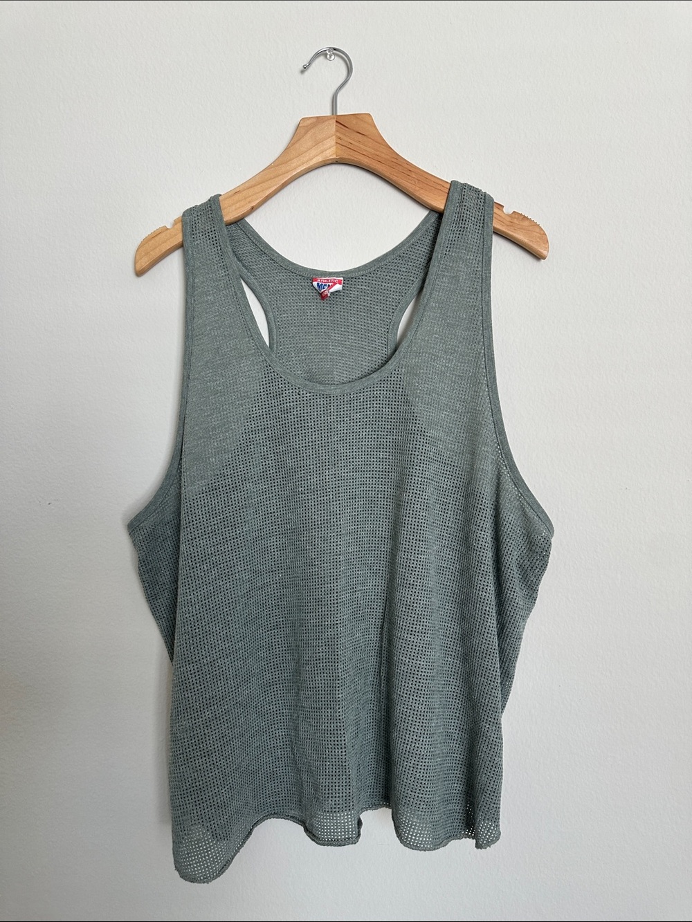 Vintage Racerback Knit Tank Top - Sage Green